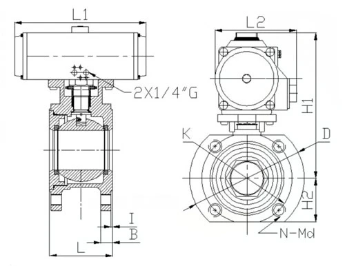 DN50 SS304 JIS10K Single Action Pneumatic Control Ball Valve for Palm Oil