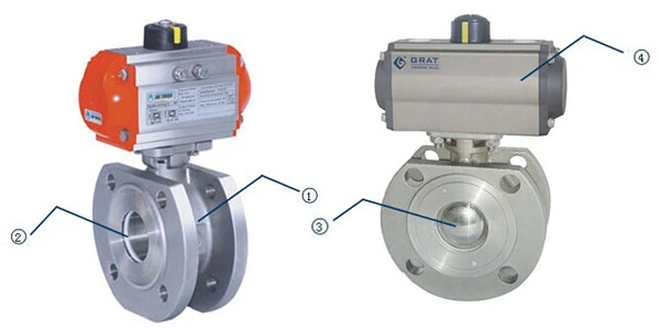 DN50 SS304 JIS10K Single Action Pneumatic Control Ball Valve for Palm Oil